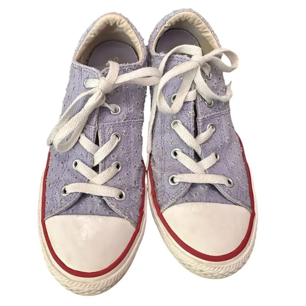 Converse Lavender Eyelet Lace Low Tops Youth 4 / Women’s 5.5